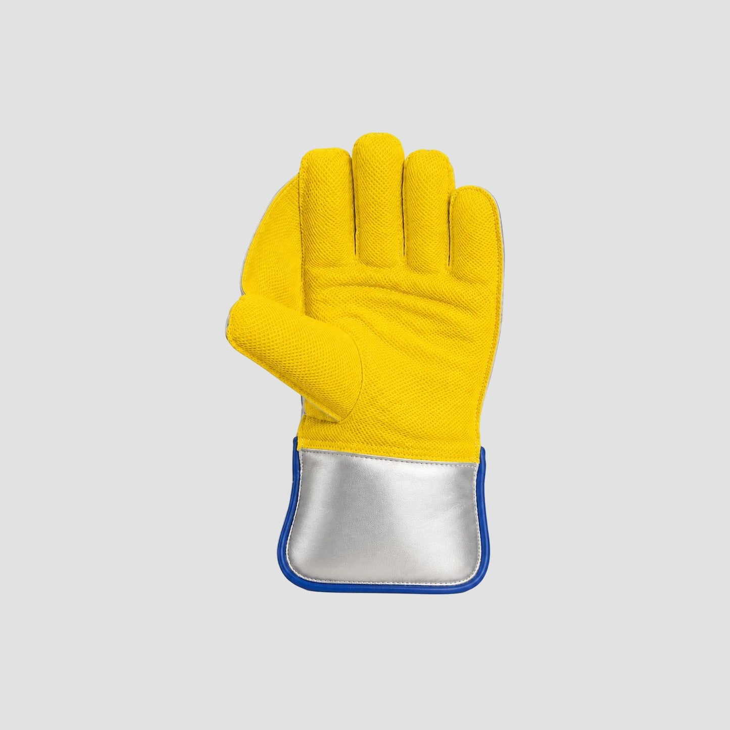 Premium Blue, Yellow & Silver Wicket Keeping Gloves